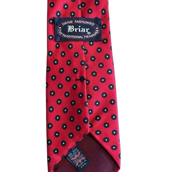 Vintage Briar Elegant Red Black Polka Dot Silk Tie - Picture 3 of 3